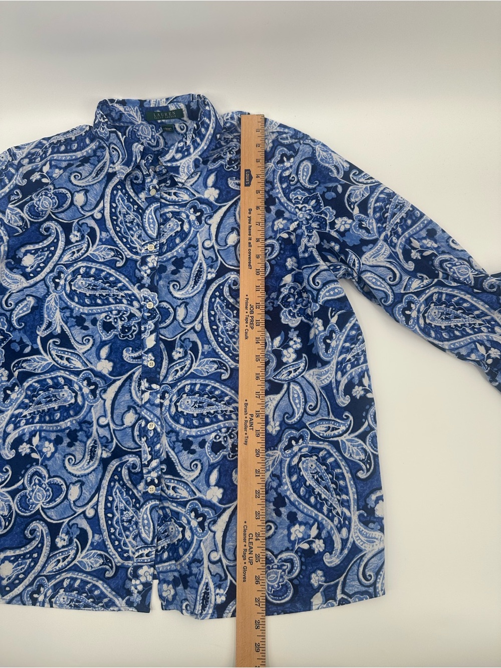 Lauren Ralph Lauren Womens 2X Blue Paisley Boho Cotton Button Front Shirt 1335 - Picture 5 of 8